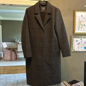 Abercrombie & Fitch Plaid Wool Blend Coat Women’s Size Small, Gray and Black